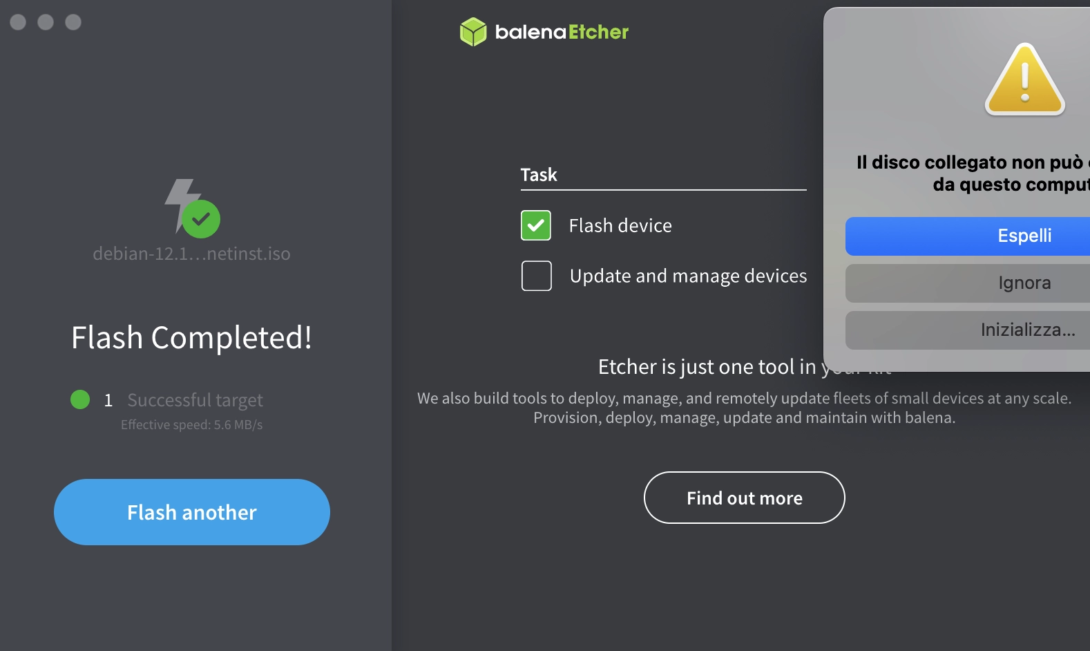 BalenaEtcher Trasferimento
